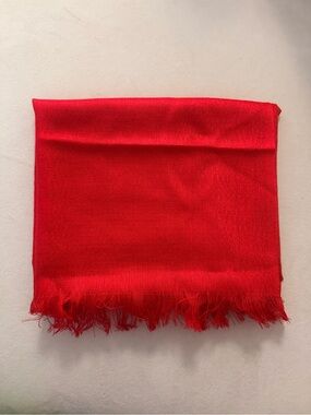 Bright Red Fringed Scarf - Classic Winter Accessory